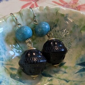 Chico's Turquoise and Black Dangle Earrings